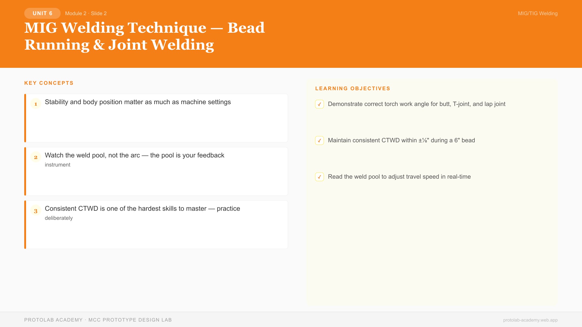 MIG Welding Technique — Bead Running & Joint Welding