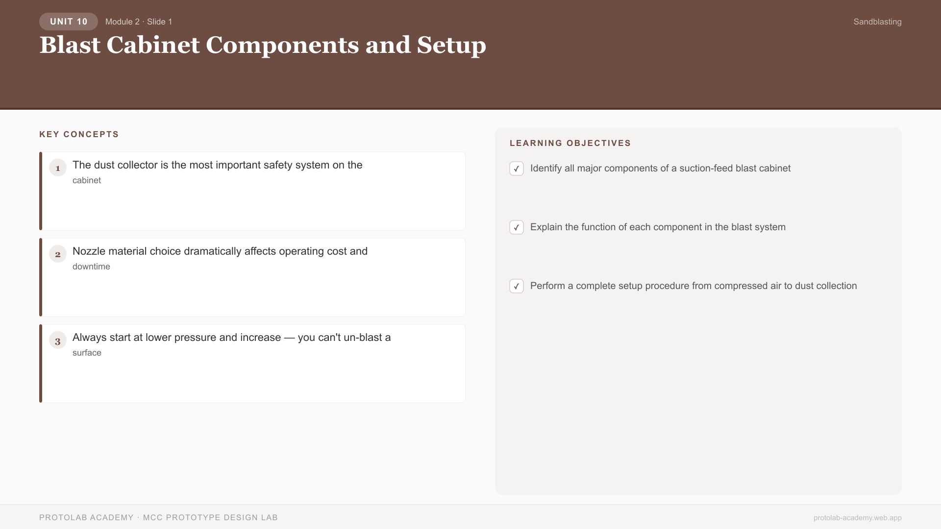 Blast Cabinet Components and Setup